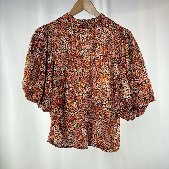 NWT Minkpink Gabae High Neck Floral Blouse in Red Multi Size‎ Small - Picture 4 of 11